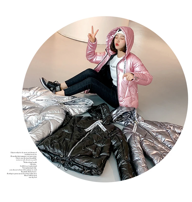 Стиль, пуховик, хлопковая стеганая одежда, короткая, для студентов, смешанные цвета, Гонконгский стиль, водонепроницаемая, яркая поверхность, пальто для женщин