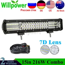15000LMs CE по ограничению на использование опасных материалов в производстве 4x4 внедорожный комбинированный луч внедорожнике 12 дюймов 216 Вт автомобиль грузовик светодиодный рабочий светильник бар 7D