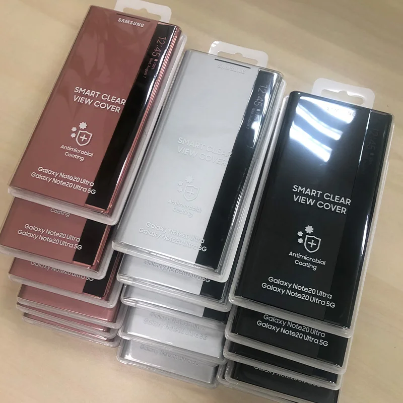 Samsung Original Mirror Cover Clear View Phone Case For Galaxy Note20 Note 20 Ultra 5G Rouse Slim Flip Case