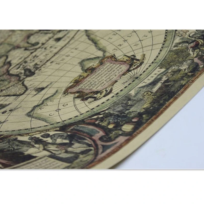 1641 Year Old Nautical Map Charts Poster Retro Kraft Paper Classic Bar Home Decor Painting 71x51cm Wall Sticker wall stickers