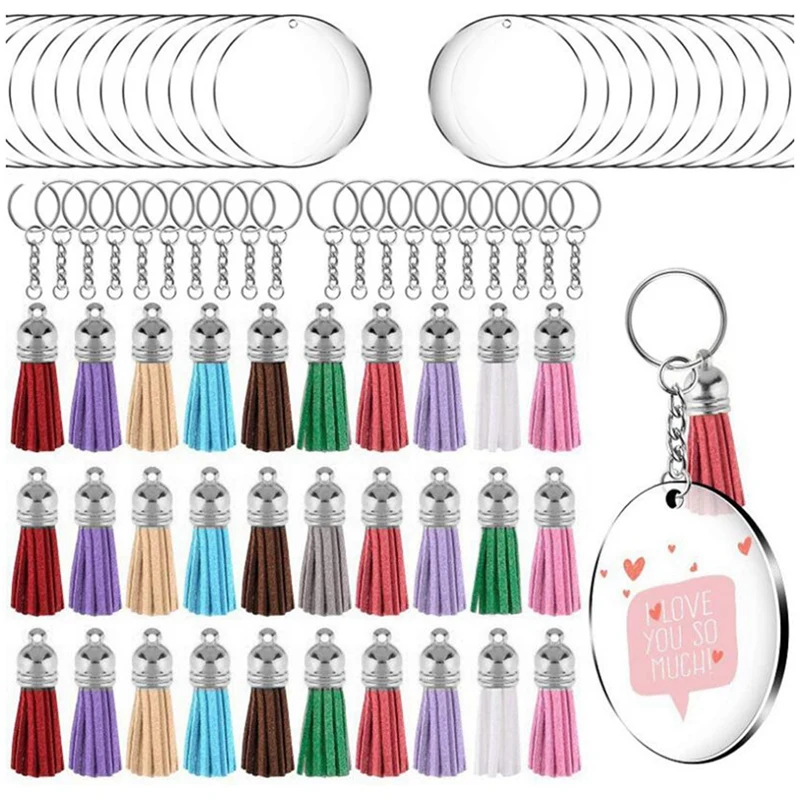 Acrylic Circle Keychain Blanks Clear Kit 120pcs For Cricut Vinyl