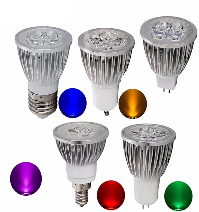 LED Lampada 3W 4W 5W 7W GU10 MR16 GU5.3 E27 E14 Bulb 110V 220V 12V Led Spotlight Red Blue Green Yellow Lamp | Лампы и освещение