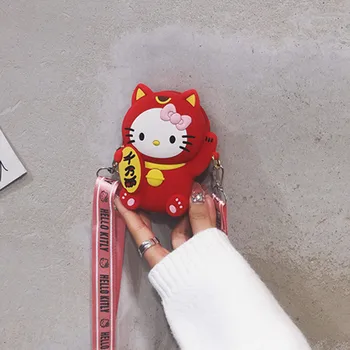 

Funny Cartoon Fortune Cat Bear Mini Coin Bag Purse Lucky Cats Messager Bags Kids Girls Silicone Crossbody Box Shoulder Bags