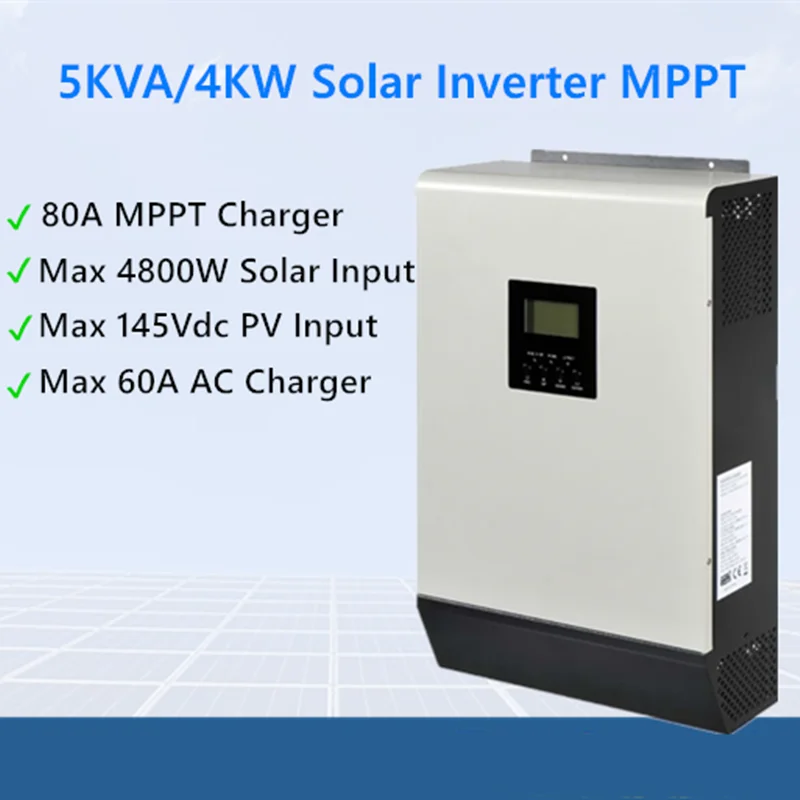 5KVA 4KW 48Vdc Гибридный солнечный инвертор 80A MPPT зарядное устройство + 60A AC 230Vac Макс 4800