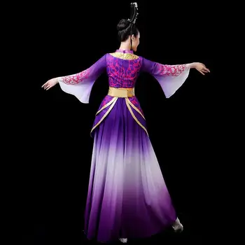 

Customized Hanfu female elegant and gradual change color classical dance performance Chinese ancient vintage Tang fairy group