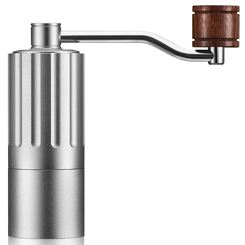 

Mini Manual Stainless Steel Core Coffee Grinder Adjustable Coffee Mill With Storage Rubber Loop Easy Cleaning Portable-Silver