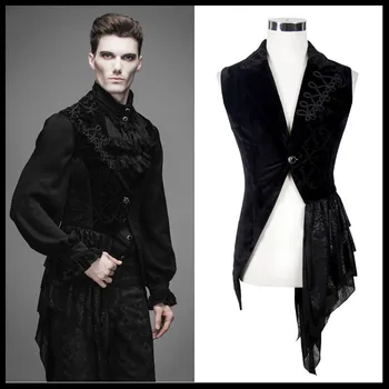 

Devil Fashion Men Gothic Victorian Dinner Vest Flower Design Asymmetric Winter Evevning Party Gentlemen Waistcoat