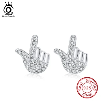 

ORSA JEWELS Original Design S925 Stud Earrings AAAA Zircon Sterling Silver Women Earrings Factory Supply Stunning Jewelry SE218