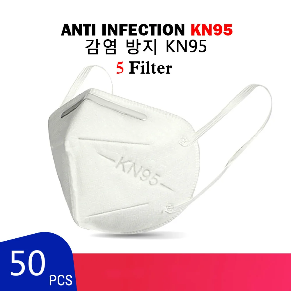 

50PCS N95 5 Layers Mask Antivirus Flu Anti Infection KN95 Masks Particulate Respirator PM2.5 Protective Safety Same as KF94 FFP2