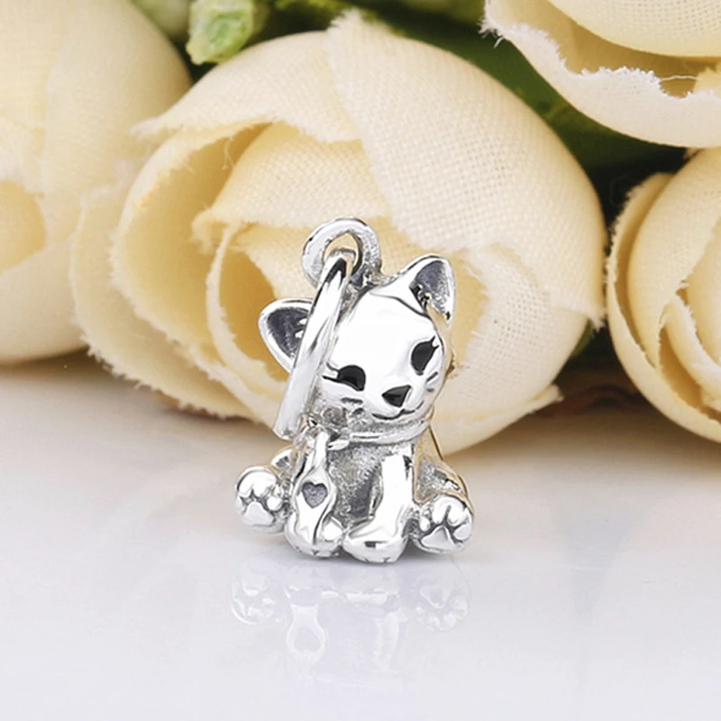 Free Shipping Authentic 925 Sterling Silver Sweet Cat Dangle Charms Fit Original Bracelet For Women DIY Jewelry S925 Beads | Украшения и