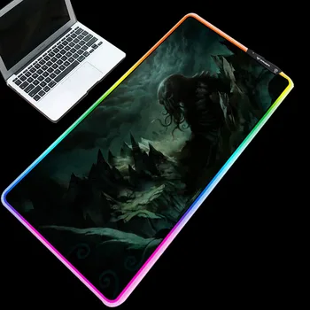 

RGB LED Alien Mouse Pads LED Lighting Backlight Anti-Slip Natural Rubber Base Glowing Gaming Desktop Mat for Laptop Keyboard