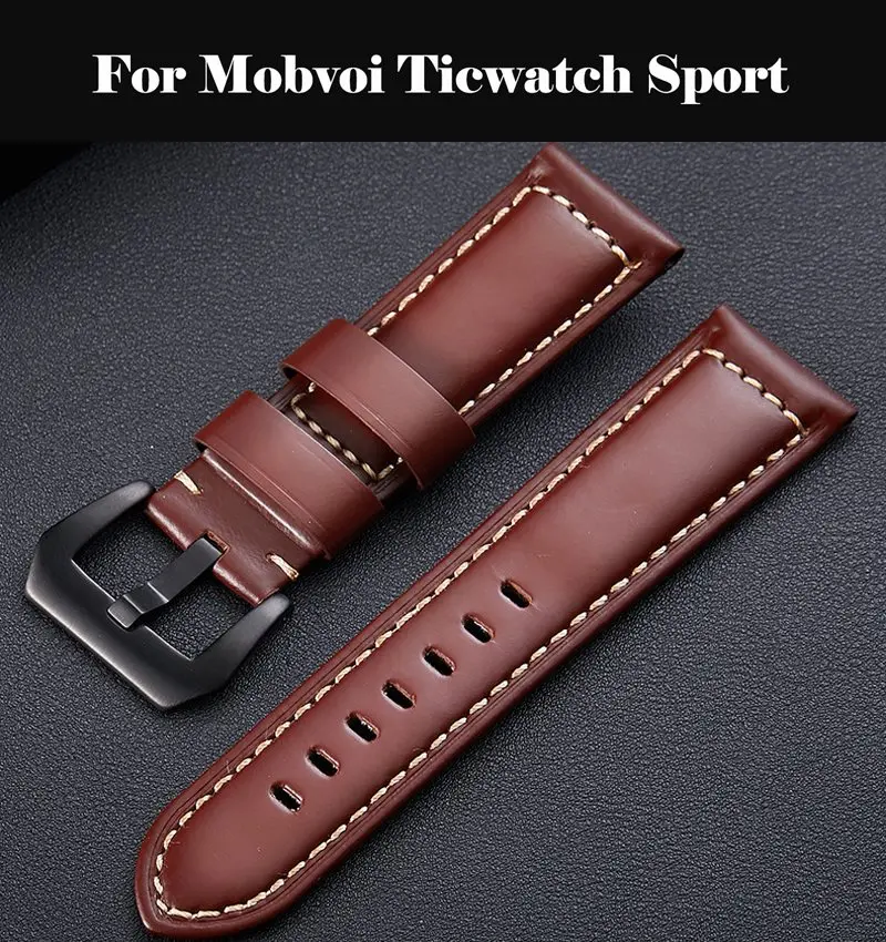 

Genuine Leather Watch Band Strap watch Band 18mm 20m 24mm leather 22mm band For Mobvoi Ticwatch Sport