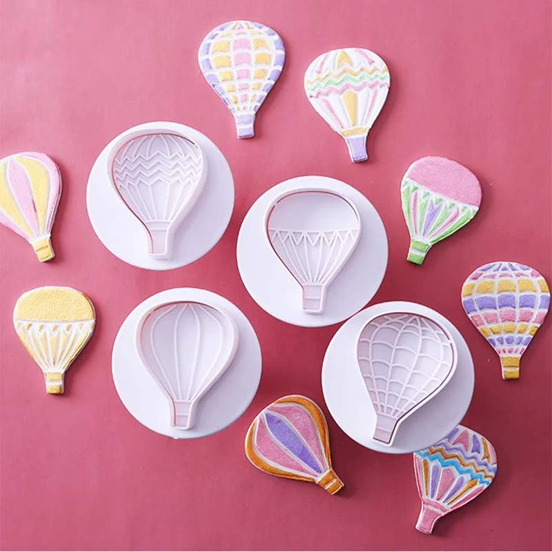4Pcs Hot Air Balloon Cookie Cutter Fondant Plunger Cutter Set for Cake Cookies Decorating cookie cutter,fondant cutter,baking decorating tools