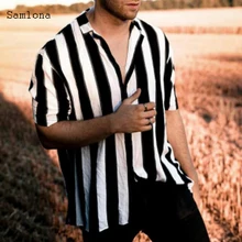 Men's Fashion 2020 Summer Tops Clothes Shirt Short Sleeves Plus Size 3xl Casual Hawaiian Beach Cardigans Striped Shirt For Man