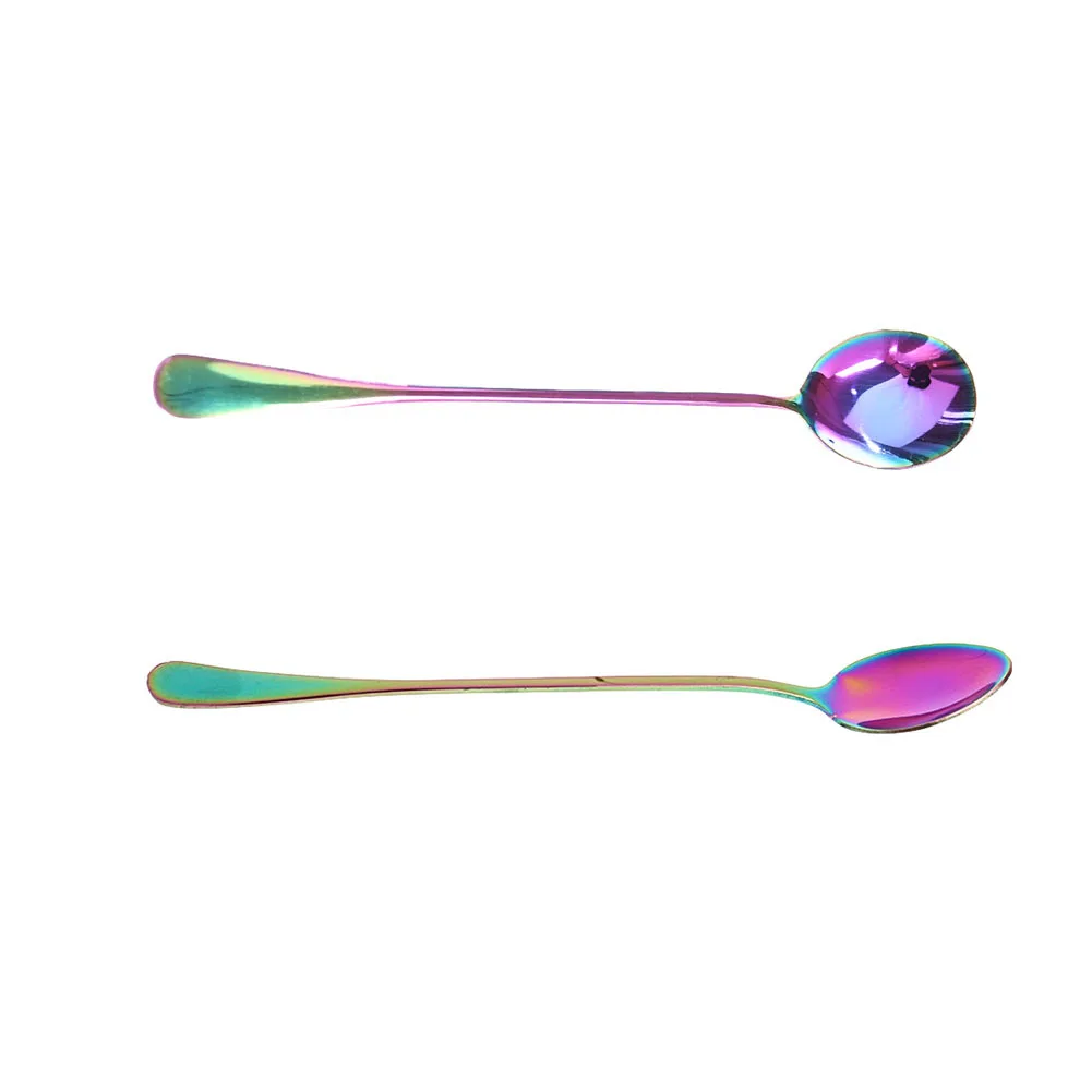 1 шт. Новая горячая Распродажа Радуга Цвет Нержавеющая сталь Льда Ложки с длинной