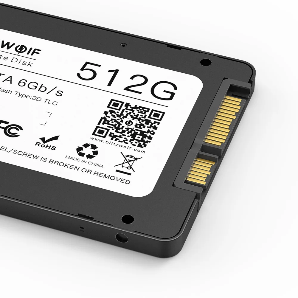 BlitzWolf BW-SSD3 512 ГБ 2," SATA3 6 Гбит/с TLC чип внутренний жесткий диск R/W при 530/450 Мб/с Твердотельный диск для SATA ПК и ноутбука
