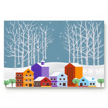 

Winter Cold Houses Colored Branches Snowflakes Door Mats Kitchen Floor Bath Entrance Rug Mat Absorbent Indoor Bathroom