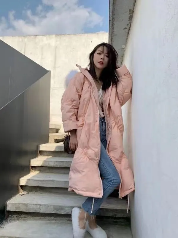 Winter thick warm fluffy bread style white duck down coat female fashion casual oversied hooded warm down parkas coats F337