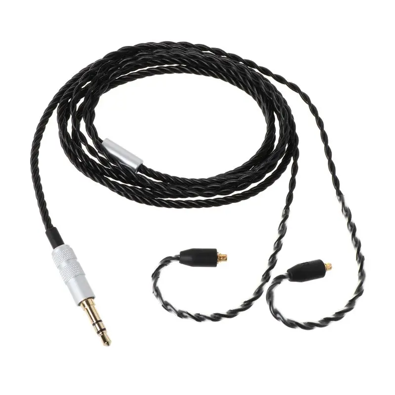 4 Shares MMCX Earphone Upgrade Cable Replacement Single Crystal Plated Headset Wire for Shure SE846/SE535/SE315/SE215 Mic