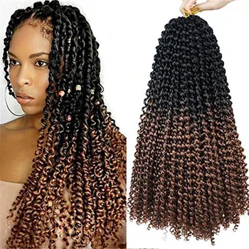 

Kong&Li 18Inch 22Strands Passion Twist Crochet Hair Spring Twist Synthetic Braid Hair Extensions 85g/Pack Long Black Brown