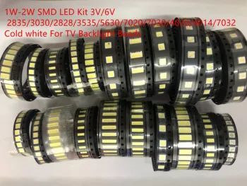 

LG 2000pcs/lot 1W-2W SMD LED Kit 3V/6V 2835/3030/2828/3535/5630/7020/7030/4020/7032 UNI Cold white For TV Backlight Beads 20*100