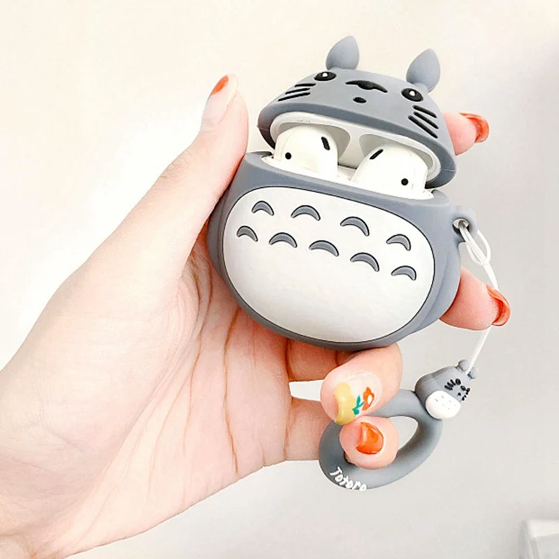 Чехол для AirPods с 3D милым мультипликационным принтом Kawaii Totoro чехол для наушников для Airpods 3/i10/i11/i12 TWS Защитная крышка с кольцом на палец