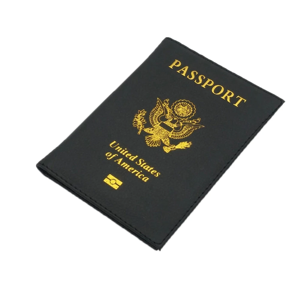 Американский держатель для паспорта, американские обложки для паспорта, для девушек, для путешествий, из искусственной кожи, индивидуальный, для женщин, розовый, портативный, для кредитных карт, новинка - Цвет: Черный