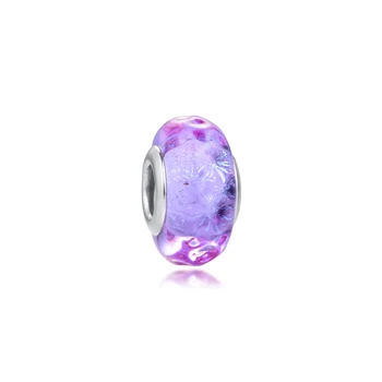 

Charms 925 Silver Original Fit Pandora Bracelets Sterling Wavy Lavender Murano Glass Charm Beads for diy Women Jewelry making