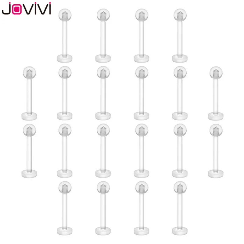 20pcs 10mm Jovivi Новое поступление 20 шт./компл. 16 г гибкий акрил фиксатор бровей нос ухо кольцо для губ Multifuction пирсинг тела ювелирные изделия 8 мм/10 мм - Окраска металла: 20pcs 10mm