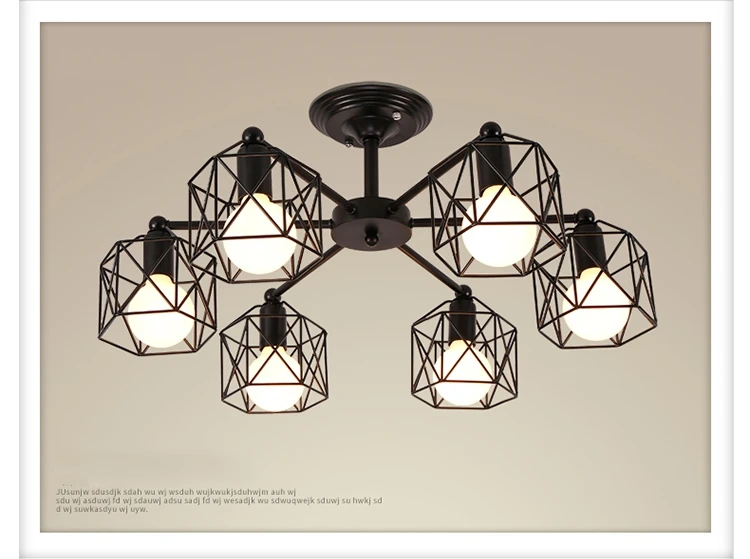 American Industrial Chandelier Modern Iron Black Chandelier Lighting E27 Bulb Livingroom Bedroom Hanging Lights Lustre Luminaria
