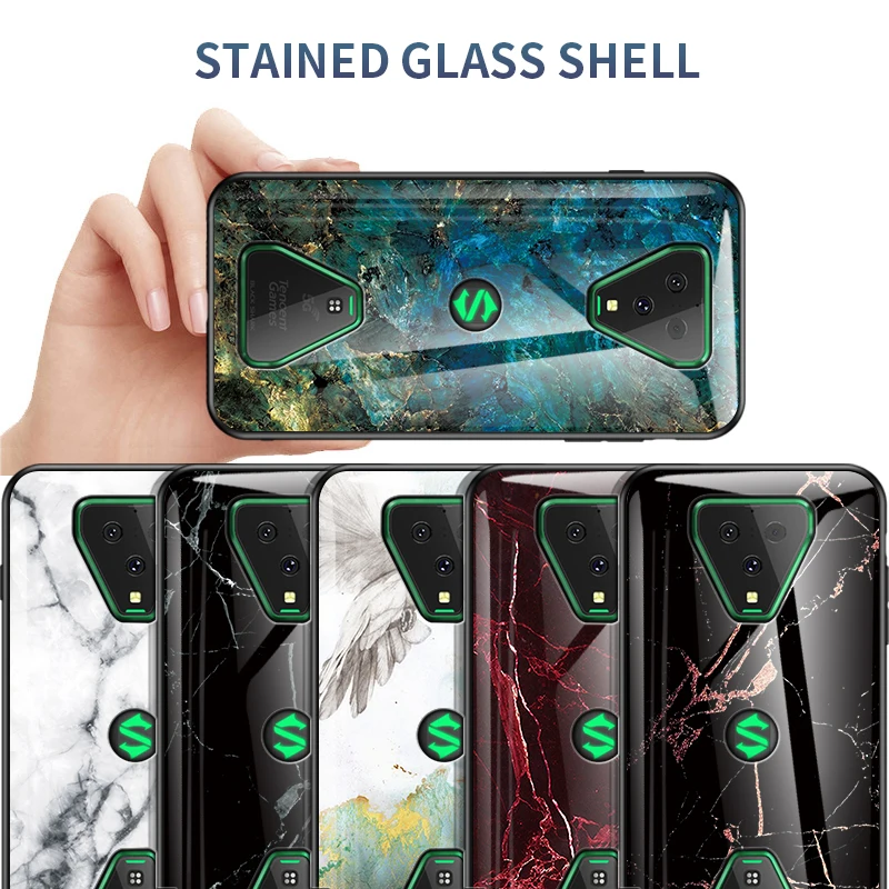 Чехол для телефона из закаленного стекла с мраморным рисунком Xiaomi Black Shark 3 / Pro