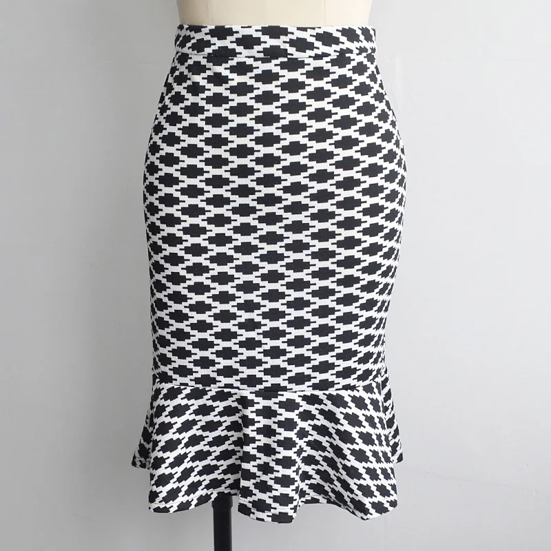 VIIANLES Хаундстут печатных сексуальная юбка лето осень винтажная прямая клетчатая русалка юбка Bodycon Высокая талия Femininas