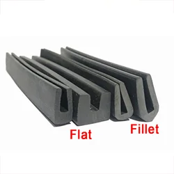 1M Black Type U Silicone Rubber Sealing Strip 1*4*8mm-12*16*14mm Flat angle/Fillet U-Shaped Bumper Anti-collision Sealing Bar