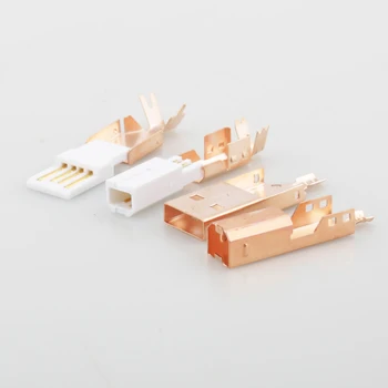 

Hi-End Rose Gold Plated USB connector USB A+USB B Type A-B Plug For DIY USB Cable Taiwan Made