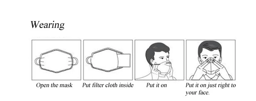 Kpop хлопок против пыли гриппа лица рот маска для зимнего бега с угольным фильтром медицинский KN95 анти PM2.5 черная маска на рот