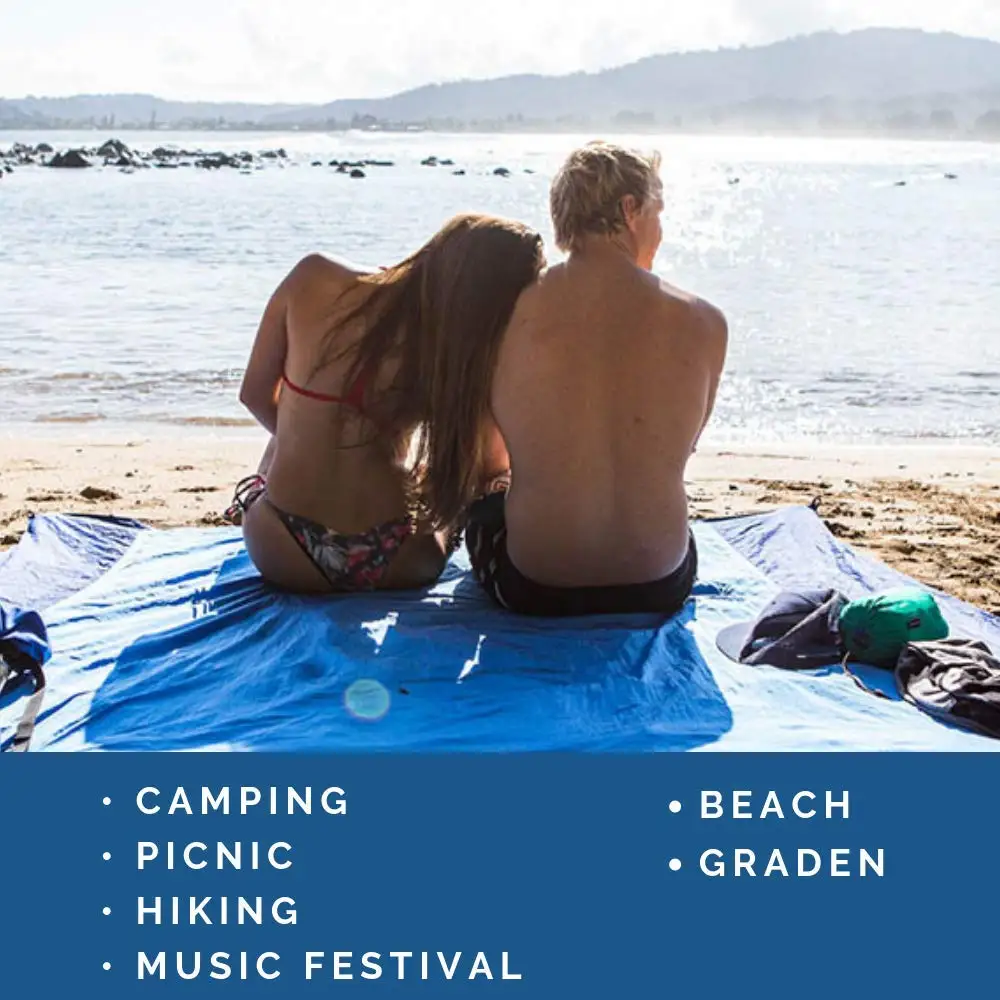 

Beach Blanket Oversized Sand Proof Waterproof Compact Portable Parachute Nylon Beach Mat Includes 4 Metal Stakes