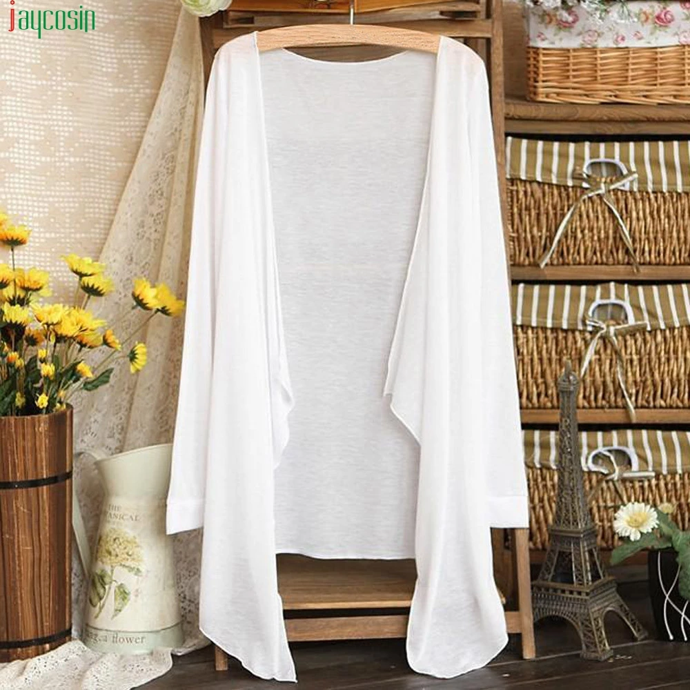 

JAYCOSIN Coat Women Long Thin Cardigan Casual Jacket Women Sun Protection Clothing Basic Coat Women Tops Jacket Streetwear 2019