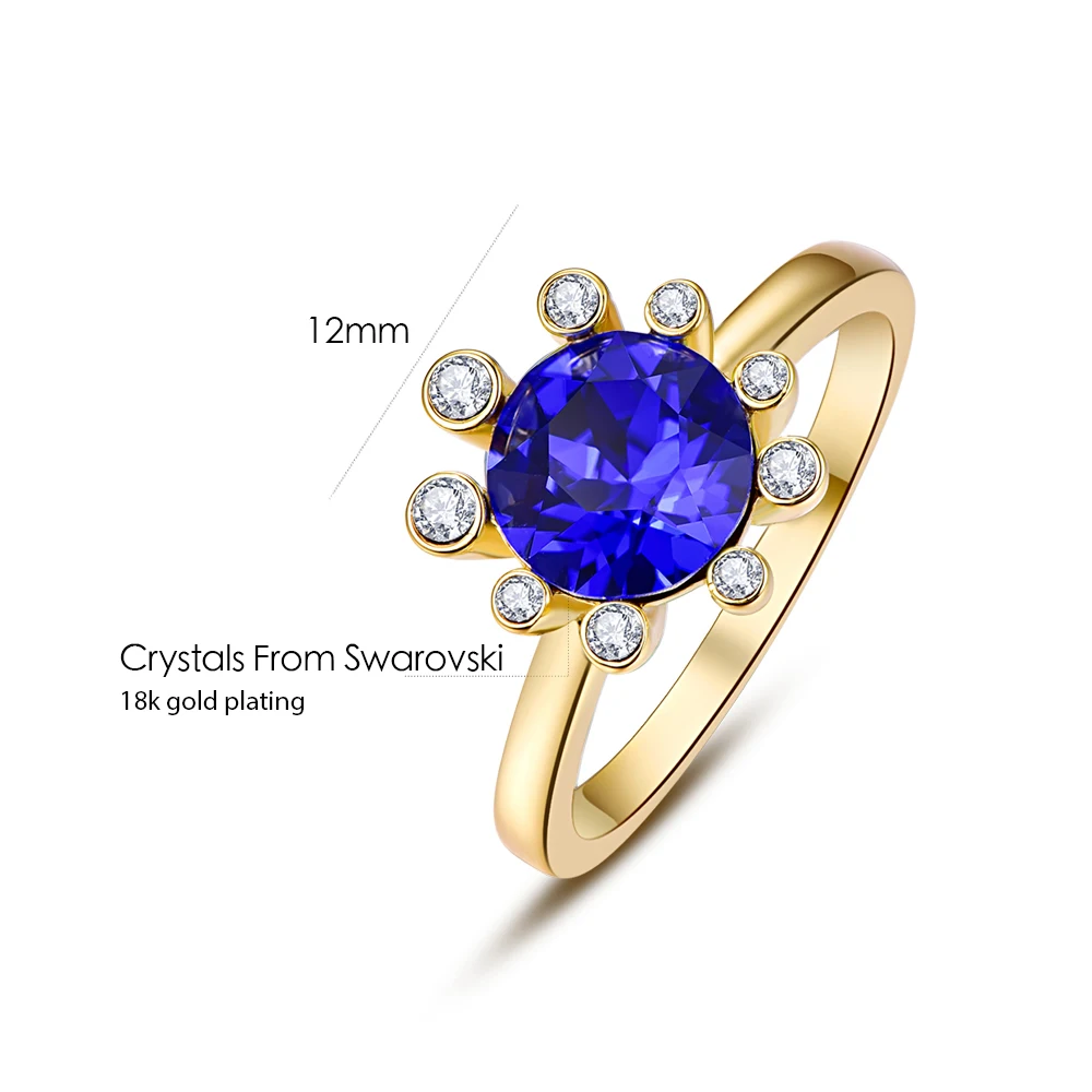 Кристаллы от Swarovski Glod цветные кольца Цветы для женщин элегантное кольцо Новая мода Роскошные женские кольца Свадебные украшения