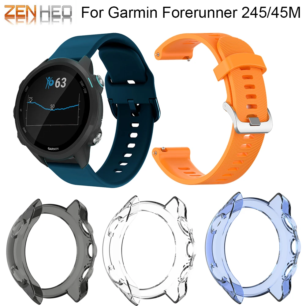 

Protective case For Garmin Forerunner 245 Strap Silicone Watch Band Sports Strap For Forerunner 245/245M Bracelet Protect Film