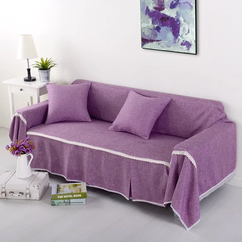 1 штука одноцветный чехол для дивана полотенца, накидка, подстилка для дивана наволочки для дивана одного-местный/двхместный/трёхместный /четырехместный четыре сезона доступны дома и свадебные украшения - Цвет: Purple
