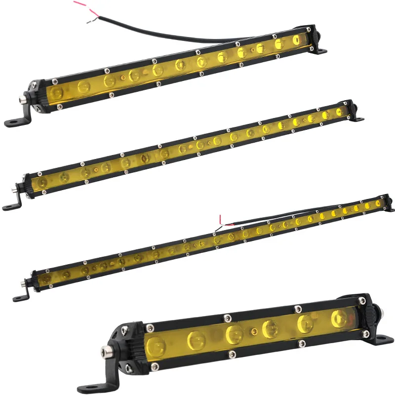 4D супер тонкий светодиодный светильник 7 13 20 дюймов желтый 3000k точечный Однорядный для UTV внедорожный ультра тонкий ATV автомобильный противотуманный светодиодный фонарь
