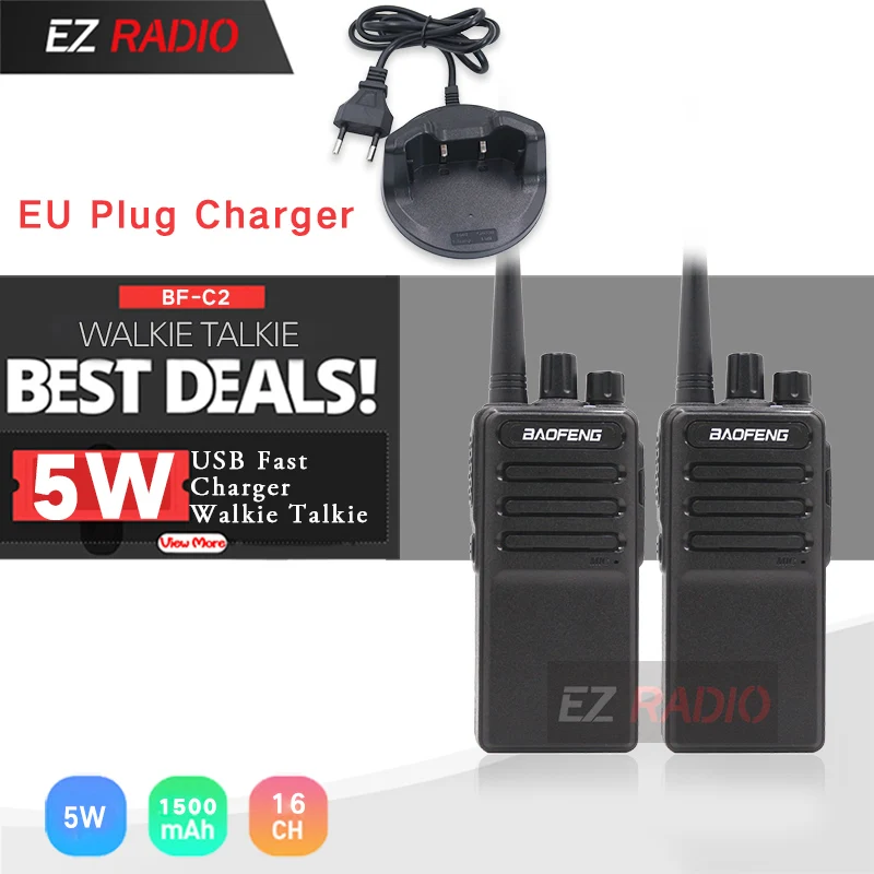 2 Sets Plug Charger Хит Baofeng BF-V9 Baofeng C2 радио USB быстрое зарядное устройство портативная рация 5 Вт 1500 мАч UHF 400-470 МГц двухстороннее радио BF-888 CB радио - Цвет: 2 Sets Plug Charger