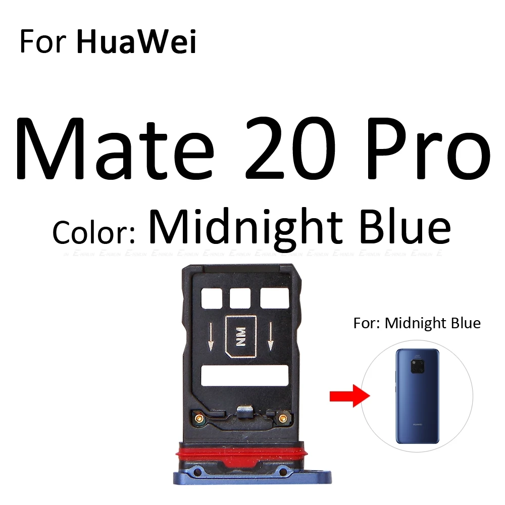Micro SD sim-карта слот, разъем для лотка адаптер Коннектор кард-ридера для HuaWei mate 20 Pro X 20X Lite контейнер держатель запасные части - Цвет: For Mate 20 Pro Blue