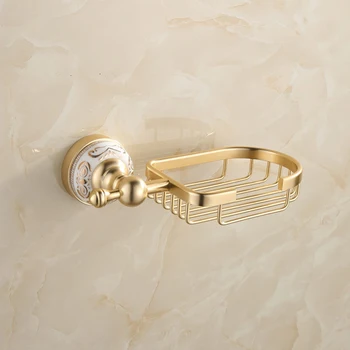 

Golden Soap Dish Holder for Shower or Bath Sponge Holder Organizer, Decorative Soap Box Container, Space Aluminum Brushed