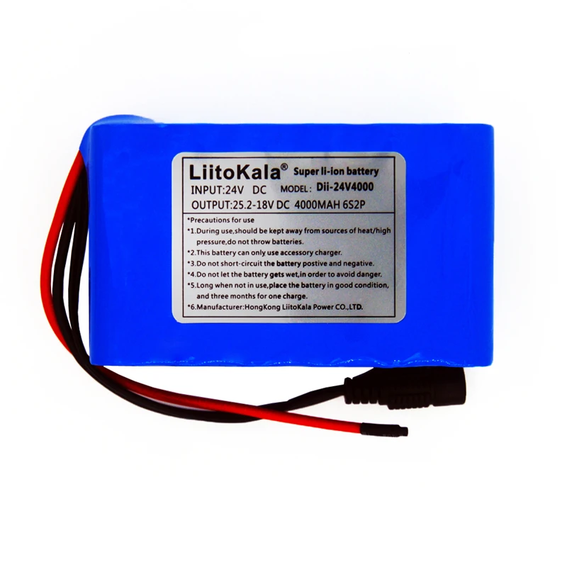 Liitokala 24V4000mah перезаряжаемый литиевый аккумулятор 6S2P 18650 25,2 V 4ah литий-ионный bms аккумулятор светодиодный светильник источник питания