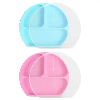 

Silicone Toddler Plate w/ Powerful Suction Base Stays Divided Sections Baby Dish