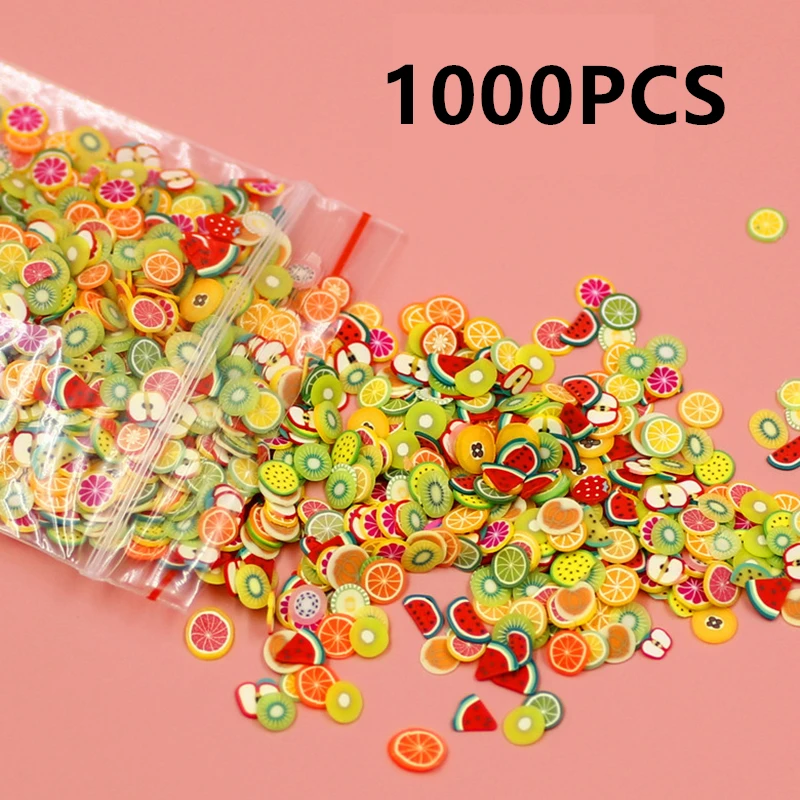 Мягкая Керамика 1000 шт кусочки фруктов наполнитель для украшения ногтей советы слизи фрукты для детей DIY мягкие принадлежности для глины поставки украшения