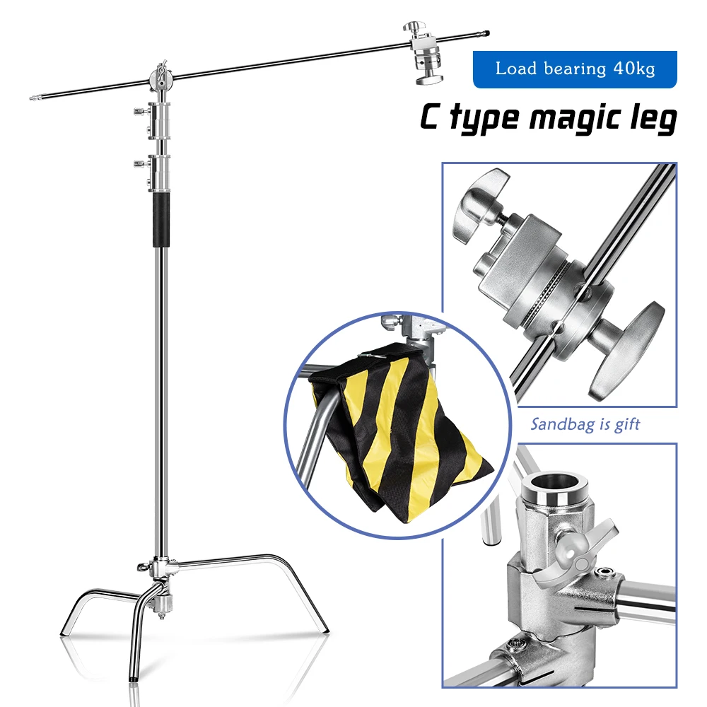 Обновленная c стойка из нержавеющей стали с держателем и рукояткой, максимальная высота 260 см, подставка для фотосъемки с одной регулируемой ножкой|Осветительные стойки и журавли| | АлиЭкспресс
