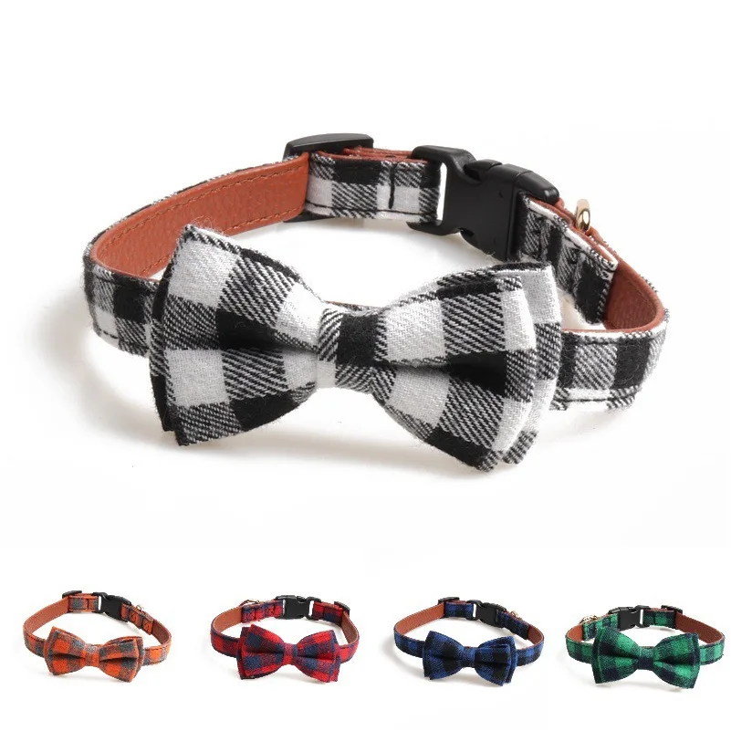 

Plaid Printing Camouflage Pet adjustable Cute Striped Bowknot Collar Puppy Cats Neck Bow Tie Bulldog Decoration Large Dog Collar