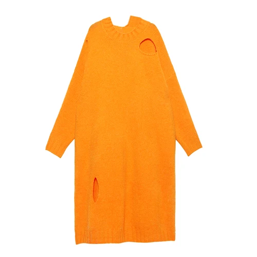 orange SuperAen, модное вязаное длинное платье для женщин, свободный размер, новинка, Осеннее и зимнее женское платье с круглым воротником, женская одежда - Цвет: orange